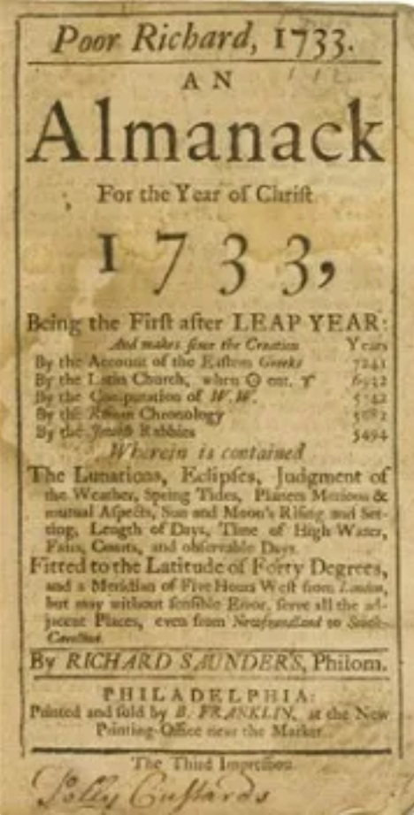 content marketing examples through history - Poor Richard's Almanack