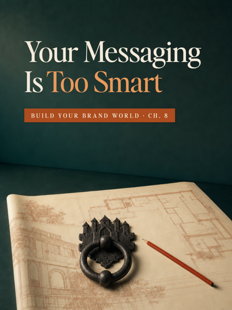 A cast-iron door knocker ring on an architect's plan - Build Your Brand World, Chapter 8: Your Messaging Is Too Smart.